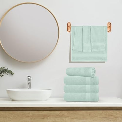GLAMBURG Ultra Soft 6-Piece Hand Towel Set 16x28-100% Ringspun Cotton - Durable & Highly Absorbent Hand Towels - Ideal for use in Bathroom, Kitchen, Gym, Spa & General Cleaning - Sea Green