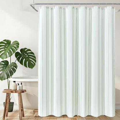 ORTIGIA 3 in 1 Waterproof Shower Curtain PEVA Liner Set 72x72 Inch,Green