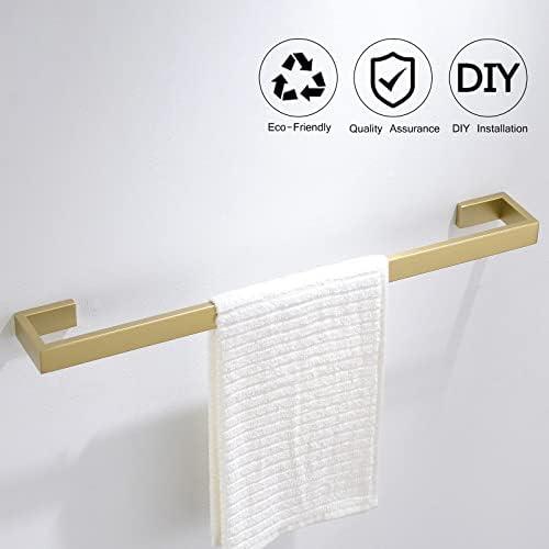 Gold Towel Bar Set 4 Pieces Bathroom Hardware Set Wall Mounted Stainless Steel,Towel Bar+Towel Holder+Towel Hook+Toilet Paper Holder,23.6 inch