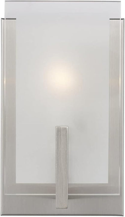 Generation Lighting 1-Light Syll Bath Fixture Wall Lamp (Brushed Nickel) 4130801-962 | Bathroom Light Fixture for Home Decor | Vanity Light Fixture Uses Candelabra E12 Standard or LED Light Bulbs