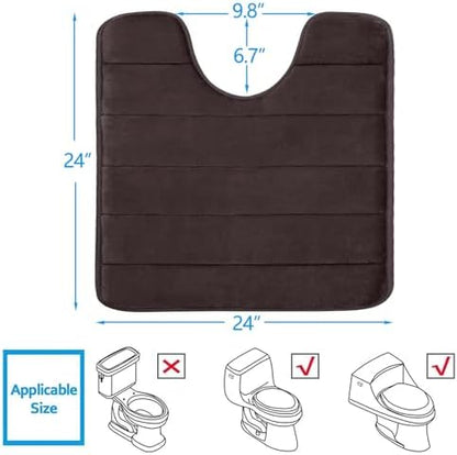 Buganda Memory Foam U-Shaped Toilet Rugs 24 x 24, Absorbent Bathroom mat