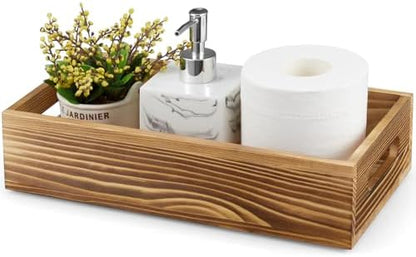 ALELION Bathroom Basket for Toilet Tank -Wooden Decorative Back of Toilet Basket Organizer for Organizing Paper, Towels, and Bathroom Accessories, Brown