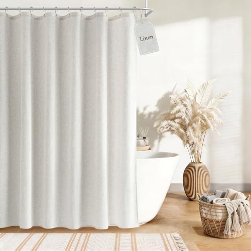 Nanspring Extra Long Linen Shower Curtain for Bathroom 90 Inch Boho Color