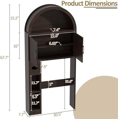 Spurgehom Over Toilet Storage Cabinet, Bathroom Arch Organizer, Coffee