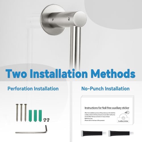 Shower Slide Bar Adjustable Handheld Shower Head Holder Wall Mount - 30inch All-Metal Shower Head Slide Bar Compatible with Bathroom Drill Free Glue Installation - Brushed