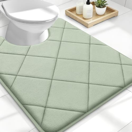 OLANLY Memory Foam Toilet Rugs U-Shaped 24x20, Ultra Soft and Absorbent