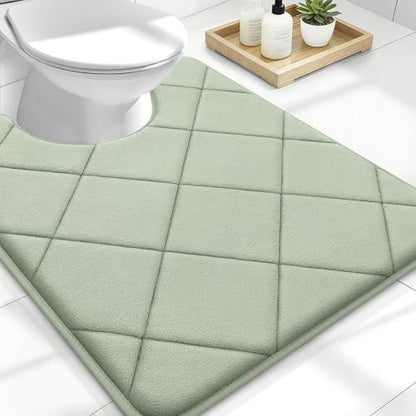 OLANLY Memory Foam Toilet Rugs U-Shaped 24x20, Ultra Soft and Absorbent