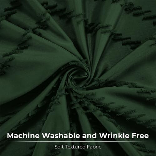 Dark Green Boho Fabric Shower Curtain 72 x 90 Inches