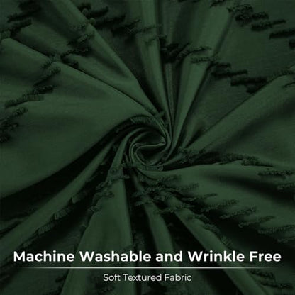 Dark Green Boho Fabric Shower Curtain 72 x 90 Inches