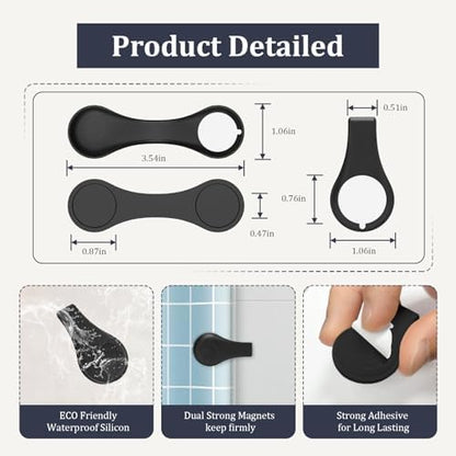 Magnetic Silicone Shower Curtain Clips for Liner 3 Packs (Black)
