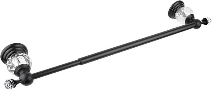 Crystal Black Towel Bar, Adjustable 24 INCH Bathroom Towel Holder Bar, Matte Black Single Towel Rack Hanger Home Towel Holder Rod for Bathroom Wall Mounted
