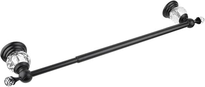 Crystal Black Towel Bar, Adjustable 24 INCH Bathroom Towel Holder Bar, Matte Black Single Towel Rack Hanger Home Towel Holder Rod for Bathroom Wall Mounted