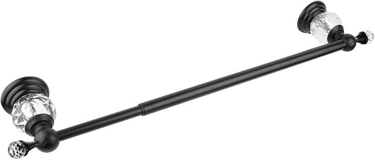 Crystal Black Towel Bar, Adjustable 24 INCH Bathroom Towel Holder Bar, Matte Black Single Towel Rack Hanger Home Towel Holder Rod for Bathroom Wall Mounted