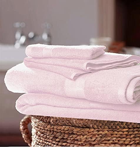 BOUTIQUO 8 Piece Towel Set 100% Ring Spun Cotton, 2 Bath Towels 27X54, 2 Hand Towels 16X28 and 4 Washcloths 13X13 - Ultra Soft Highly Absorbent Machine Washable Hotel Spa Quality - Pink