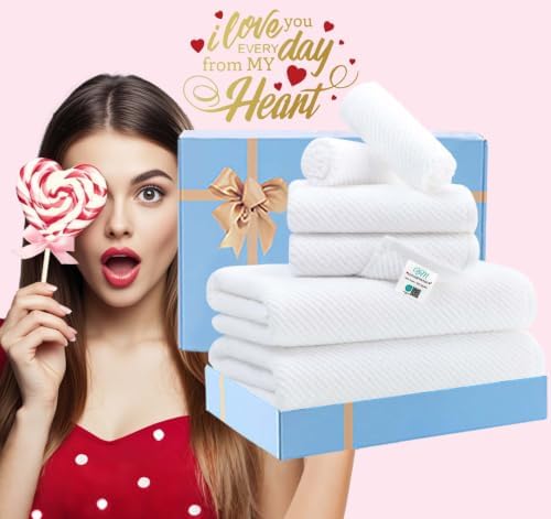 VOOVA & MOVAS White 6PC Towel Set, 100% Cotton