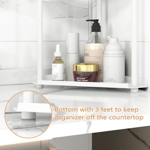 Jesginboo 3 Tier Bathroom Counter Organizer, Vanity Organizer Corner Shelf