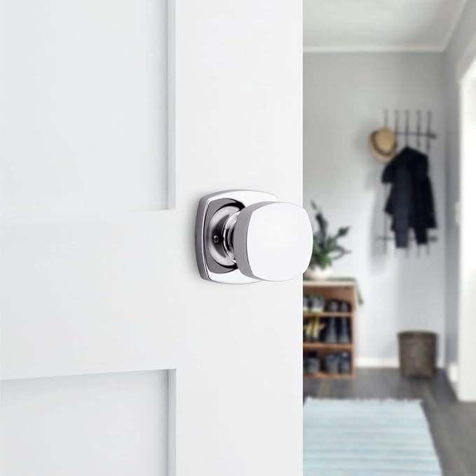 Kwikset Arroyo Knob Interior Passage Door Knob, Handle For Closet and Hallway Doors, Non-Locking Doorknob, Polished Chrome
