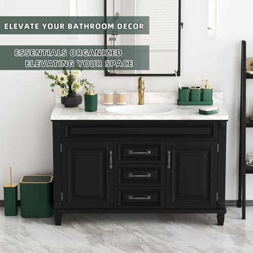XLHOMO Bathroom Accessories Set - Gorgeous Green Bathroom Set, 10PC Green Bathroom Accessory Set, Bathroom Sets with Toilet Brush, Bathroom Trash Can