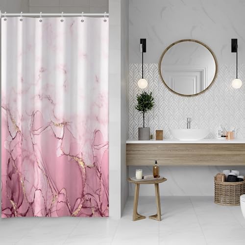 Pink Marble Stall Waterproof Shower Curtain 36x72 inches