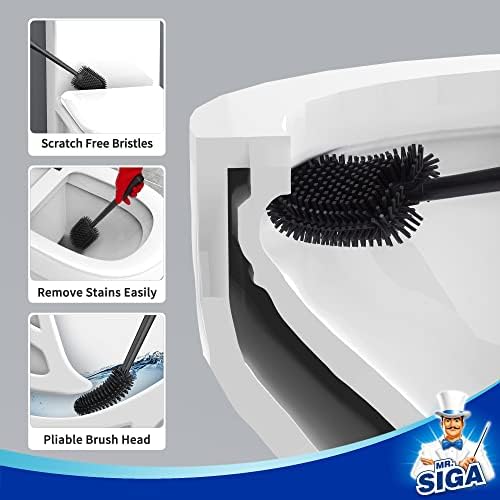 MR.SIGA Toilet Bowl Brush and Holder, Wall Mounted Toilet Brush, Black
