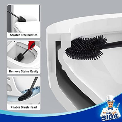 MR.SIGA Toilet Bowl Brush and Holder, Wall Mounted Toilet Brush, Black