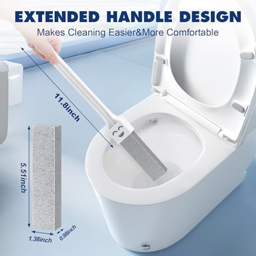 Navona 10 Pack Pumice Stone Toilet Bowl Cleaner with 2 Extra-Long Handles