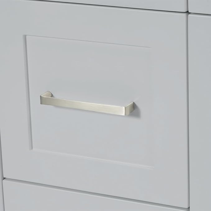ARIEL Hamlet 72-inch Bathroom Vanity with Sink,Solid Wood, 1.5-inch Pure White Quartz Countertop & Backsplash, Double Rectangular Porcelain Sink, 4 Soft Closing Doors, 3 Dovetail Drawers, Grey