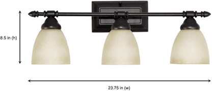 Designers Fountain 3-Light Apollo Bathroom Vanity Lights Fixture, 23.75 Inch Wall Mount Sconce for Bedroom or Over Mirror, Oil Rubbed Bronze, 94003-ORB