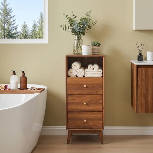 Bifins 37.6“ Tall Bathroom Cabinet with 3 Drawers and Open Shelf