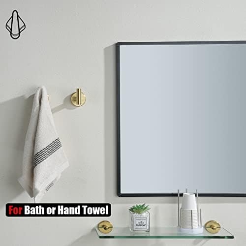 JQK Bathroom Hardware Set Gold, 5-Piece Bath Accessories Set Brushed Gold Wall Mount includes 24 in Towel Bar, 7 in Towel Ring, Toilet Paper Holder, 2 Towel Hooks, BAS165-BG