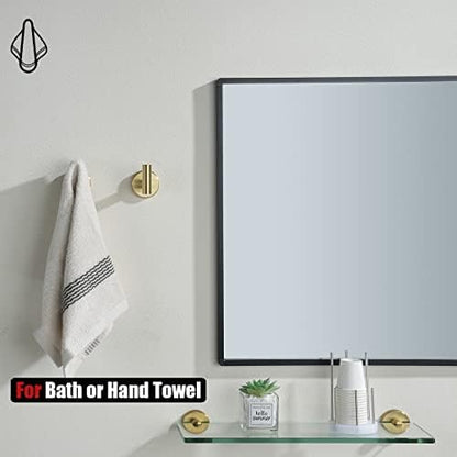 JQK Bathroom Hardware Set Gold, 5-Piece Bath Accessories Set Brushed Gold Wall Mount includes 24 in Towel Bar, 7 in Towel Ring, Toilet Paper Holder, 2 Towel Hooks, BAS165-BG