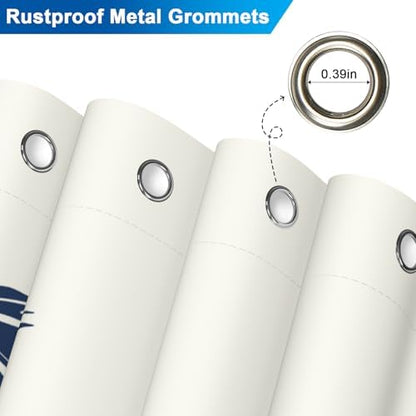Tropical Bay Waterproof Shower Curtain with 12 Hooks, Navy Blue Palm Trees Shower Curtain Set for Bathroom, Metal Grommets & Weighted Bottom, Machine Washable Bath Curtain, 72x72 Inches