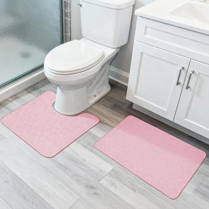 Bosap Bath Mat Set 2 Pieces,Ultra Thin Bathroom Rugs,Rubber Toilet Rugs