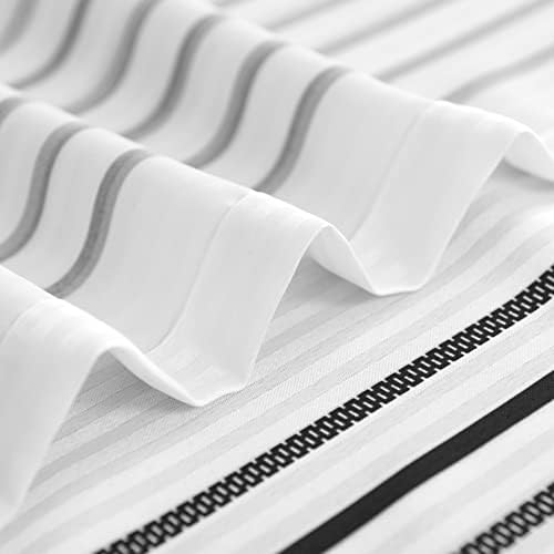 jinchan Small Stall Shower Curtain 48x72 inches Black and White Modern Farmhouse Striped Waterproof Fabric Shower Curtains for Bathroom with 7 Hooks Machine Washable
