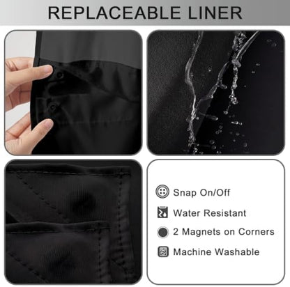 No Hook Shower Curtain and Liner Set for Bathroom, Black, 71" x 74"