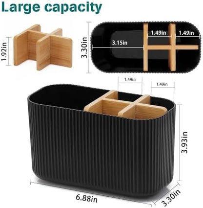 GFWARE Black Toothbrush Holder, 5 Slots Bathroom Organizers and Storage