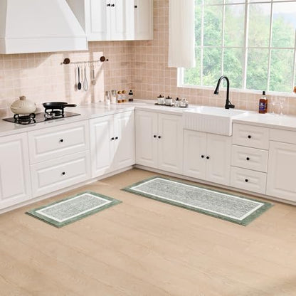 CozeCube Sage Green Bath Mat 47"x24" Non Slip Washable Rug
