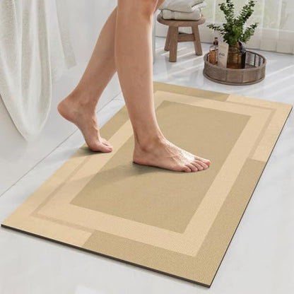YDKGL Non Slip Bath Mat Thin Bathroom Rugs Fit Under Door Brown 16"x 24"