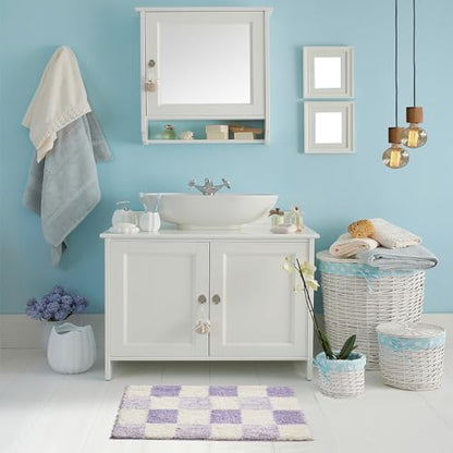 CozeCube Lavender Checkered Bath Mat 47"x24" Non Slip Washable Rug
