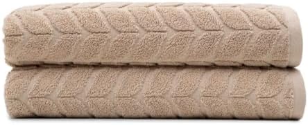 BAGNO MILANO Turkish Cotton Bath Towels, Hand Towels - Soft Plush Jacquard Collection Luxury Towels Set (Latte, Bath Towel Set of 2)