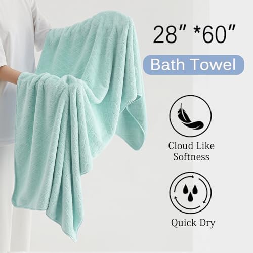 Hailea Luxury Bath Towels Set - 12 Piece (4 Large Bath Towels,4 Hand Towels,4 Washcloths), 100% Microfiber,Extra Absorbent Super Soft & Quick Dry,Complete Family Pack for Bathroom Gym Pool,Mint Green