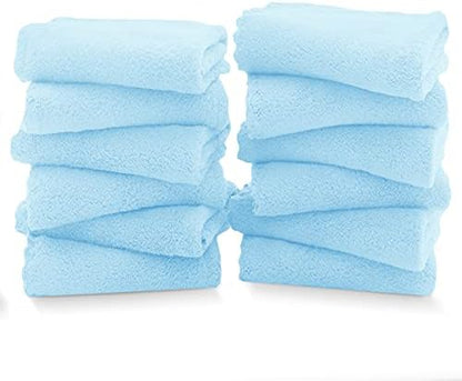 TENSTARS 12 Pack Premium Washcloths Set - Quick Drying- Soft Microfiber Coral Velvet Highly Absorbent Wash Clothes - Multipurpose Use as Bath, Spa, Facial, Fingertip Towel (Aquamarine)