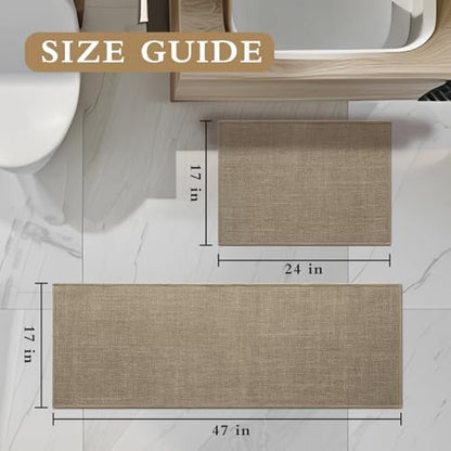 YIHOUSE Bathroom Rugs Thin Bath Mat Sets 2 Pieces Quick Dry,Brown