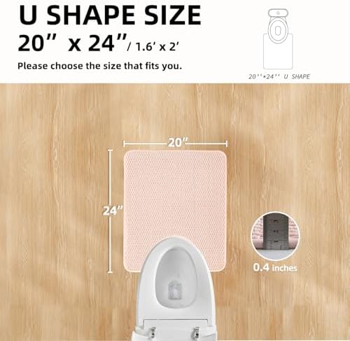 TYUU Toilet Rug, Thin Toilet Rugs U Shaped Washable Non Slip Absorbent Quick Dry Low Pile Toilet Mat, Pink 20"x24" U Shape