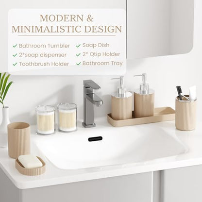 Beige Bathroom Accessories Set, 10PC Bathroom Set
