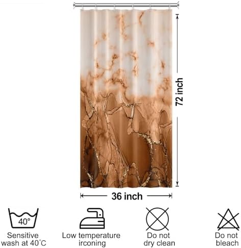 Brown Marble Stall Waterproof Shower Curtain 36x72 inches