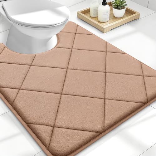 OLANLY Memory Foam Toilet Rugs U-Shaped 24x20, Ultra Soft and Absorbent