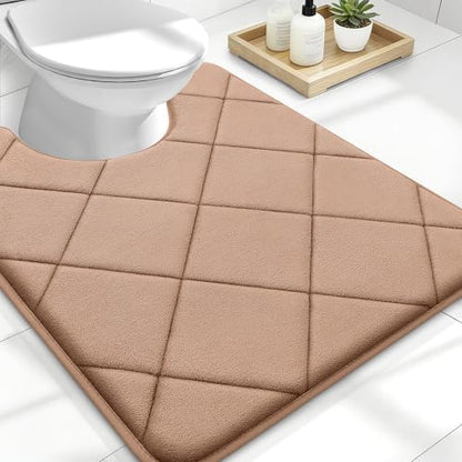 OLANLY Memory Foam Toilet Rugs U-Shaped 24x20, Ultra Soft and Absorbent