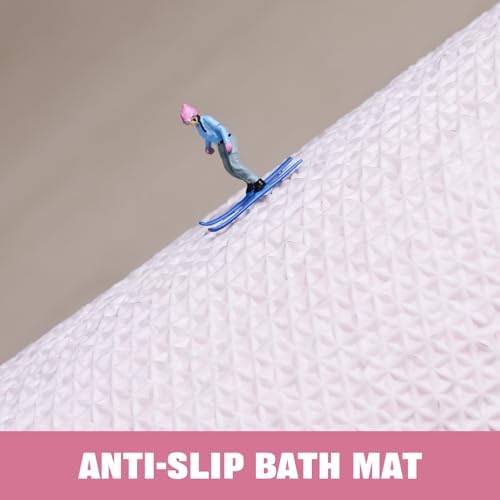 TRUEDAYS Pink Scalloped Bath Mat, Soft Cute Bath Mat, 32x20 Inch