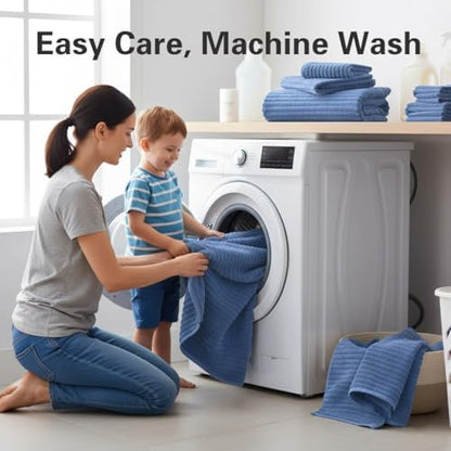 2 Piece Bath Sheets, 40"x80" Microfiber Bath Towels, Blue